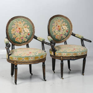 KARMSTOLAR, ett par, nygustavianska, 1800-talets andra del