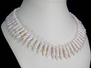 Collier aus Süßwasser-Zuchtperlen - Bulletperlen