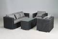 Havemøbler. Loungemøblement, sofa, sort polyrattan 5