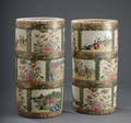 To kinesiske cylinderformede vaser af porcelæn 2 