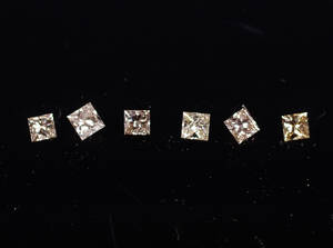 Diamanter, 6 st, princess slipade, tot. ca 1, 50 ct