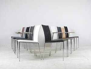 Wolfgang C. R. Mezger, Set Schichtholz Stapelstühle Modell Milano Light 10