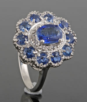 Kyanite white topaz ring 2.96ct