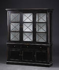 Stort vitrineskab, sort antikbemaling 2