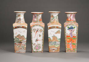 Kinesiske firkantede vaser af porcelæn. 4