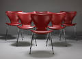 Arne Jacobsen, 7er stole, Indian Red læder, 46 cm. 6