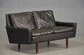 Dansk møbelproducent To-pers. sofa med sort læder, 1960erne