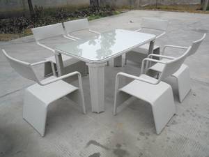 UdestueHavemøblement i polyrattan på rustfrit stel7