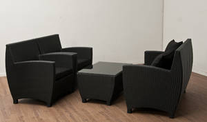 Sofasæt i sort polyrattan 4