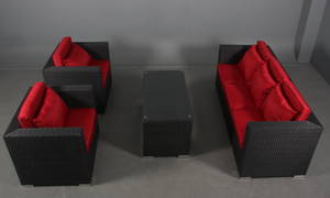 Havemøbler. Loungemøblement, sofa, sort polyrattan 5