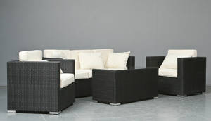 Havemøbler. Loungemøblement, sofa, sort polyrattan 5