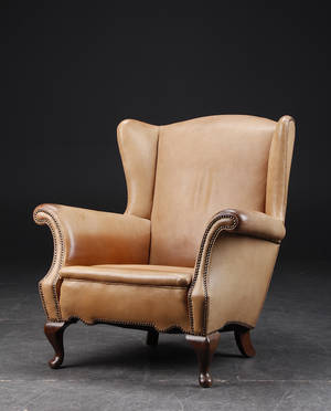 Lænestol, sømbeslået læder, 1950erne