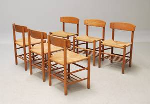 Børge Mogensen 1914 - 1972. Sæt på seks shakerstole i patineret eg, model J39 6