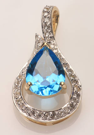 Topas- og diamantvedhæng