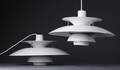 Poul Henningsen. To PH5 pendler, hvidlakerede. 2