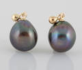 Gold fresh water pearl baroque earrings 2