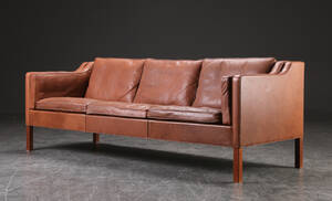 Børge Mogensen. Tre-pers. sofa, læder, model 2213