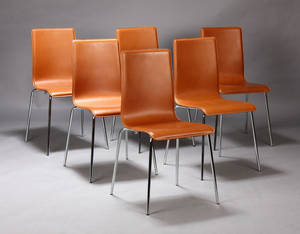 Spisestole, cognacfarvet skind 6