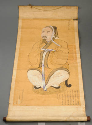 Orientalsk billedrulle med siddende vismand, 1700-1800-tallet
