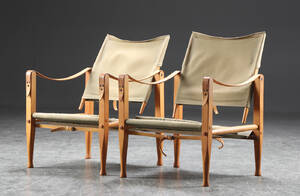 Kaare Klint. Et par safaristole med stel af ask 2  Denne vare er sat til omsalg under nyt varenummer 4608019