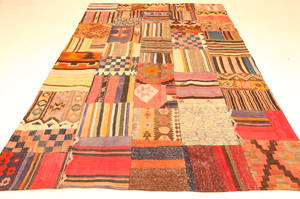 Persisk patchwork tæppe, 404 x 217 cm