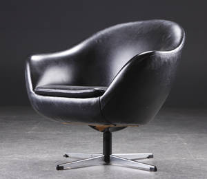 Lænestol, sort skai, 1960erne