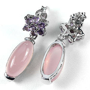 Par chalcedony- og ametyst øreringe 2 