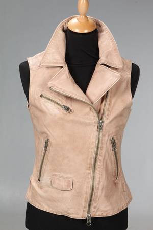 Patineret lædervest, str. ca. XS - Kollektionsprøve