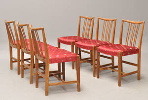 Hans J. Wegner. Sæt på 6 spisestuestole fra Mikael Laursen.