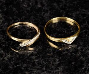 Ringar 18K Guld med Diamanter 1900-tal 2 st