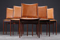 Johannes Andersen. Seks spisestole, læder og palisander 6