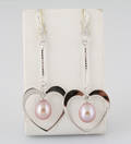 Cultured heart shape fresh water pearl earrings 2
