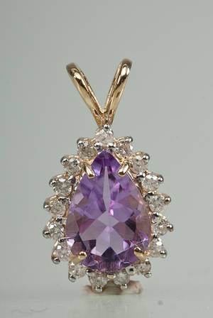 Ametyst- og diamantvedhæng