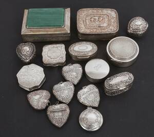 Dosor och askar 16 delar, bl.a. silver
