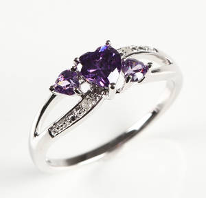 Ring af sterlingsølv med diamanter og zirkoner