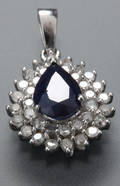 Safir- og diamantvedhæng, ca. 0.69 ct 