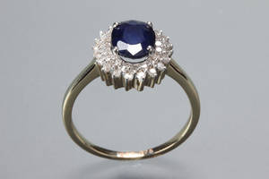 Rosetring med safir og diamanter 