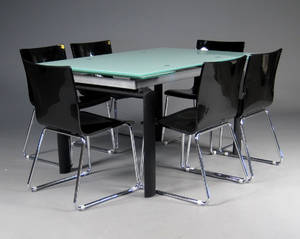 Italiensk design - Spisebord med 6 HVIDE stole 7