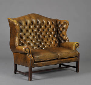 Wingback sofa med læderbetræk, 1900-tallets midte
