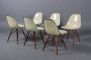 Charles Eames 1907-1978 Seks skalstole, råhvide 6