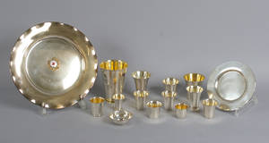 Parti silver, fat, bägare och skål, 15 st, totalvikt ca 912 gram