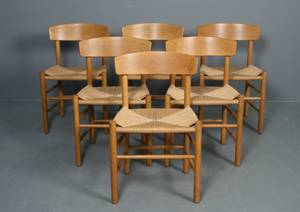 Børge Mogensen. Seks Shakerstole6 model J39, eg 6
