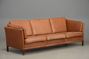 3-pers. sofa med brunt læder