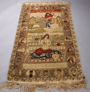 Persisk figuraltæppe, 1900-tallets midte, 140 x 84 cm.