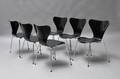 Arne Jacobsen 1902 - 1971. Sæt på seks stole, Syveren , model 3107, nylakerede 6  Denne auktion er annulleret1986340
