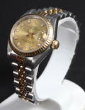 Rolex Oyster Perpetual, Datejust, dameur med brillanter. Alt orginalt fra Rolex.