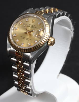 Rolex Oyster Perpetual, Datejust, dameur med brillanter. Alt orginalt fra Rolex.