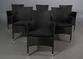 Havemøbler. Seks stabelbare havestole, sort polyrattan, aluminium stel. 6  