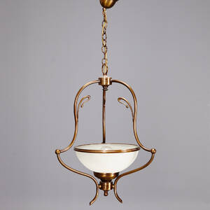 Taklampa, mässing och glas