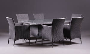 Havemøbelsæt i sort polyrattan 7